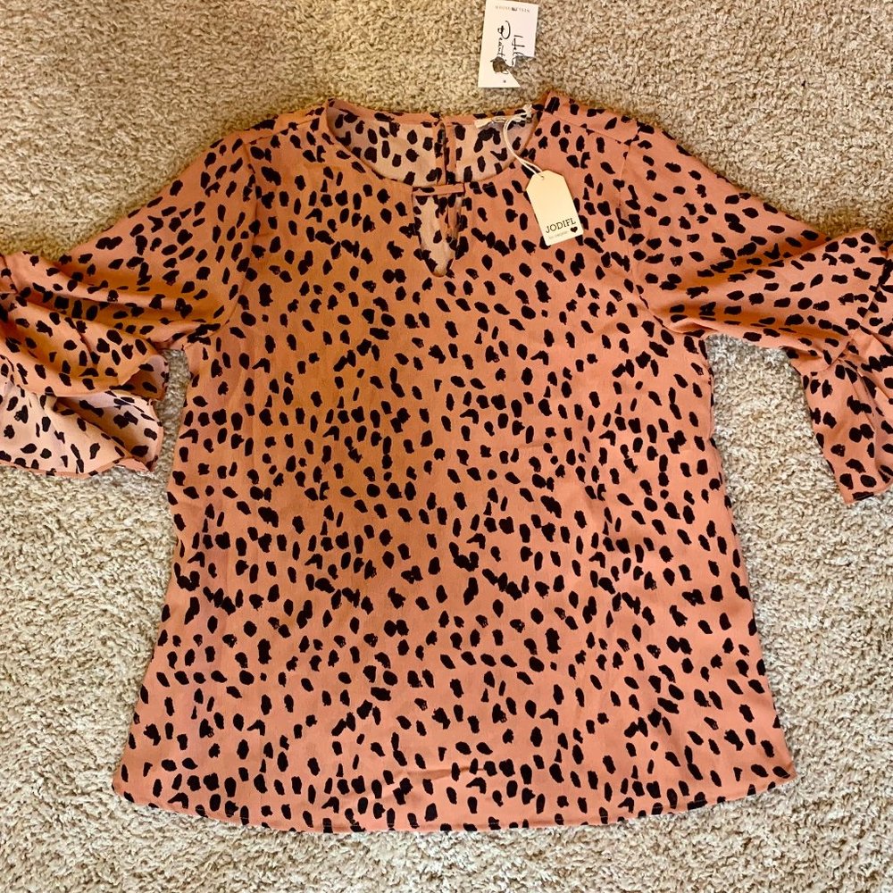 NWT Jodifl Polka Dot Keyhole Top